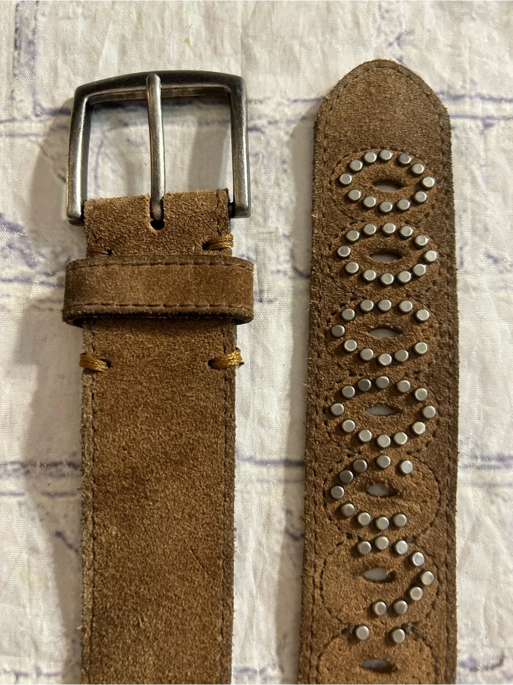 MAURICES WIDE RUST COLOR WOVEN BOHO BELT M/L & SUEDE STUDED BOHO AEO BELT